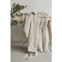 Natural Linen Throw. Waffle Bed Linen Waffle Blanket. Baby Blanket | Etsy (US)