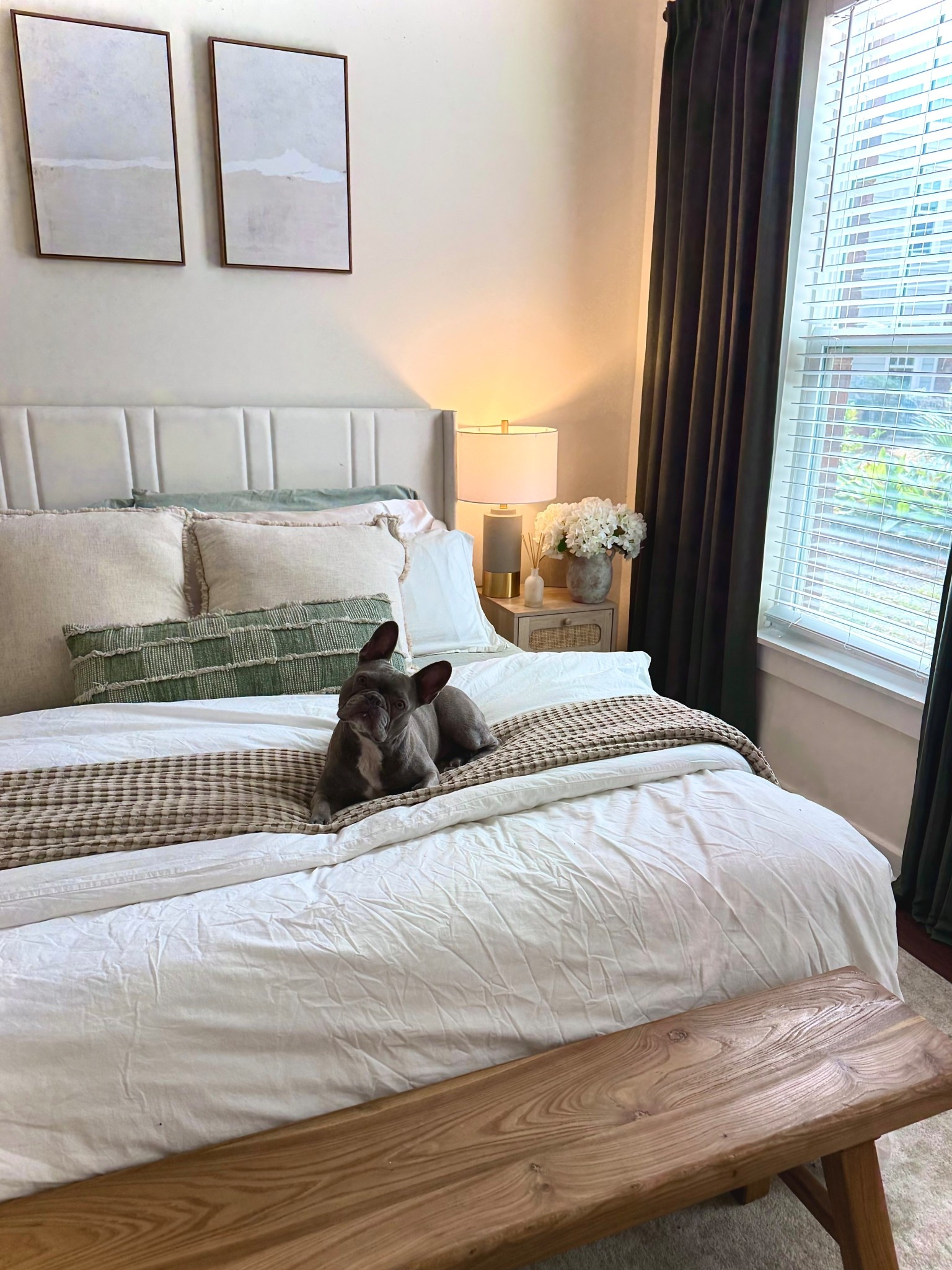 Modern organic home, neutral home decor, spring bedroom refresh, earth tones, Amazon home finds, green accent color, Amazon home decor, farmhouse decor, hydrangeas, rattan furniture, linen sheets, canvas wall art

#LTKHome