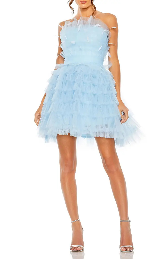 Mac Duggal Feathered Strapless Tulle Fit and Flare Dress | Nordstrom | Nordstrom