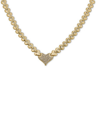 Diamond Heart 17" Heart Link Necklace (5/8 ct. t.w.) in 14k Gold-Plated Sterling Silver | Macy's