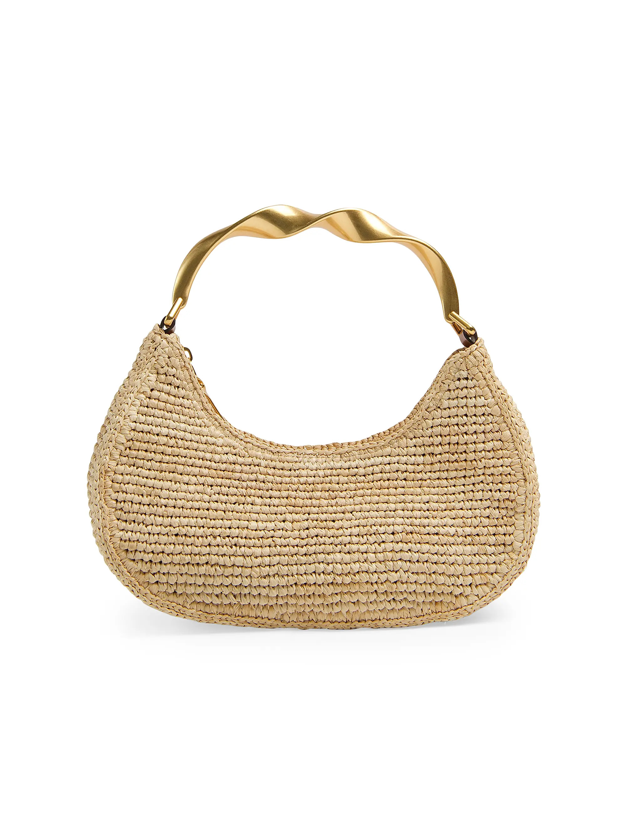 SIMKHAI Nixi Twist-Handle Raffia Hobo Bag | Saks Fifth Avenue | Saks Fifth Avenue