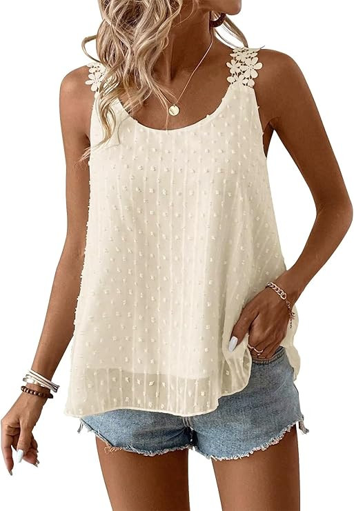 Falechay Tank Tops for Women Flowy Sleeveless Boho Summer Lace Camisole | Amazon (US)