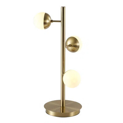 3 Light Gold Table Lamp With White Globe Shades | Wayfair North America