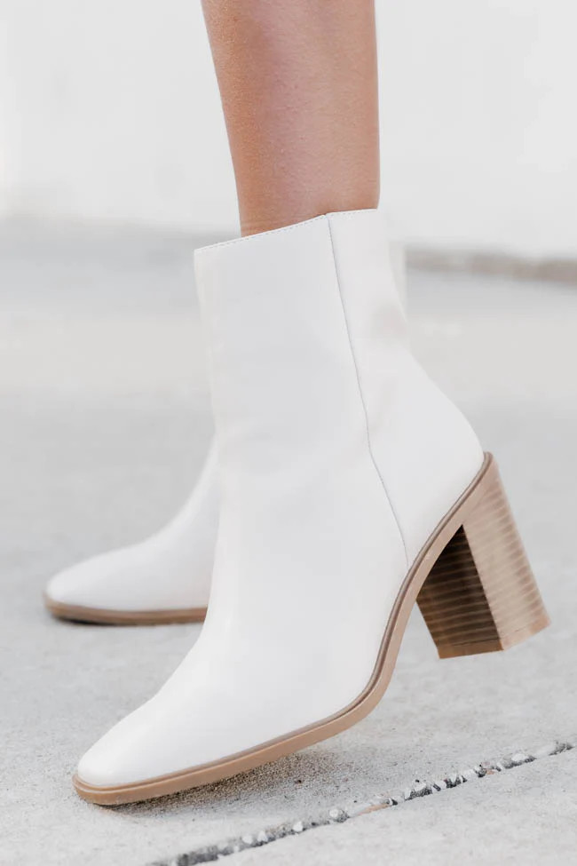 Lyla Cream Classic Square Toe Booties FINAL SALE | Pink Lily