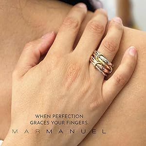 MAR MANUEL Stackable Rings Set for Women - Multiple Ring with 0.5 Micron 14K Gold Plated Rings, S... | Amazon (US)