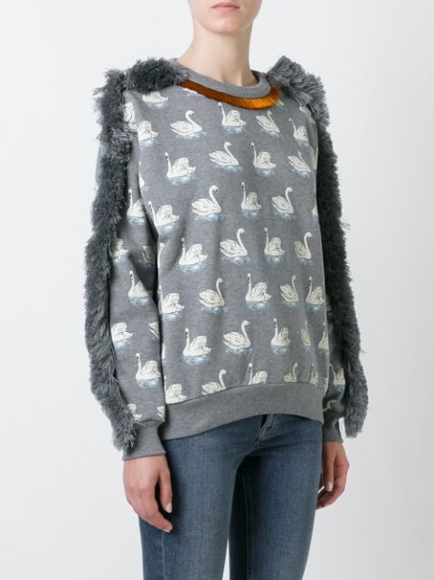 duck print fringed sweatshirt | FarFetch US