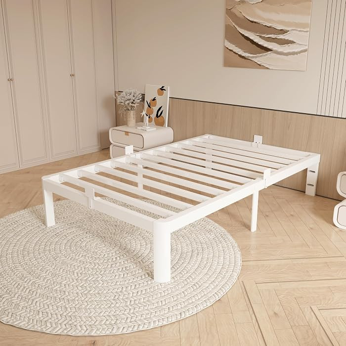 12 Inch Twin Bed Frame, Platform Bed Frames with Metal Gaskets, Anti-Slip Mattress Stopper, No Bo... | Amazon (US)