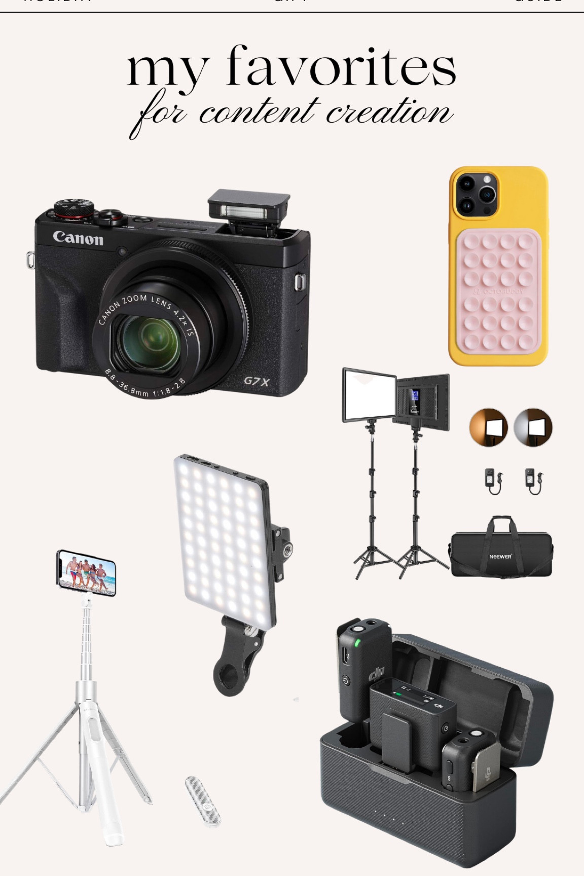 My favorites for content creation! The canon g7x mark iii is one of the best items I have!!

#LTKHoliday #LTKGiftGuide