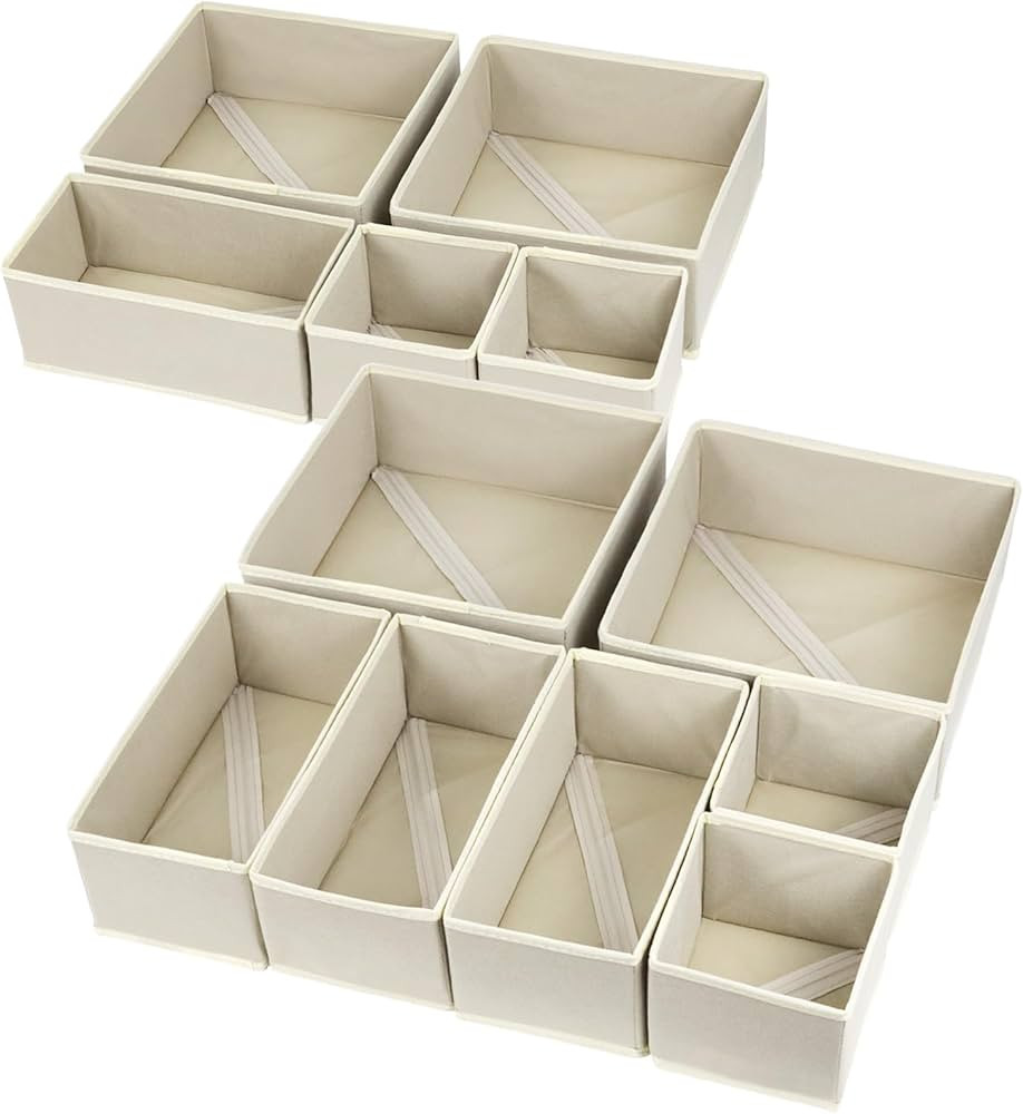 12 Pack Drawer Organizers, Drawer Dividers Storage Bins, Foldable Drawer Organizers for Clothing,... | Amazon (US)