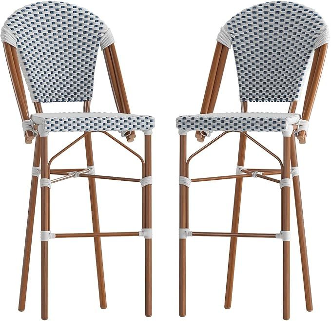 Flash Furniture Lourdes Commercial Grade French Bistro Bar Height Stool, Stackable Indoor/Outdoor... | Amazon (US)