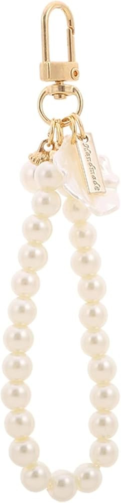 1Pc White Women's Imitation Pearl Chain Key Chain Backpack Key Pendant Accessories Key Ring Charm... | Amazon (US)