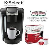 Keurig K-Select Coffee Maker, Single Serve K-Cup Pod Coffee Brewer, Black and Krispy Kreme Light Roa | Amazon (US)