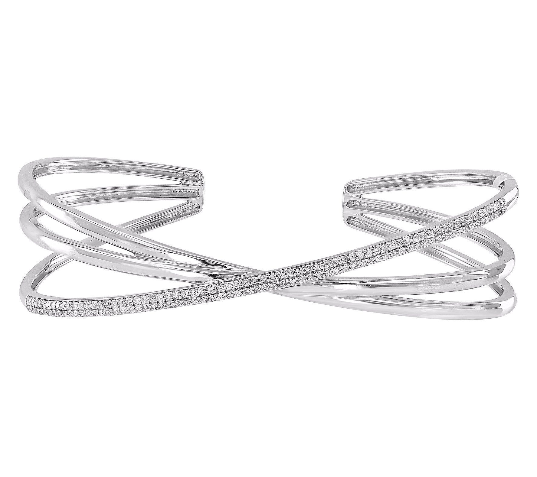 Affinity Diamonds 0.50 cttw Pave Open Cuff, Ste rling Silver | QVC