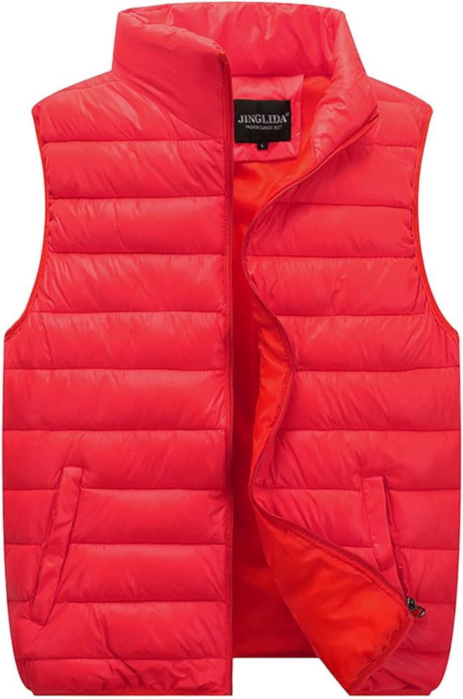 HGps8w Plus Size Women's Puffer Vest, Stand Collar Sleeveless Zip Up Puffy Coats Warm Winter Padd... | Amazon (US)