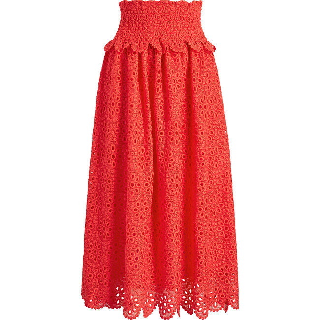 Hill House Home | The Women's Scallop Lace Delphine Nap Skirt, Poppy Red (Multicolor, Size X-Small)  | Maisonette