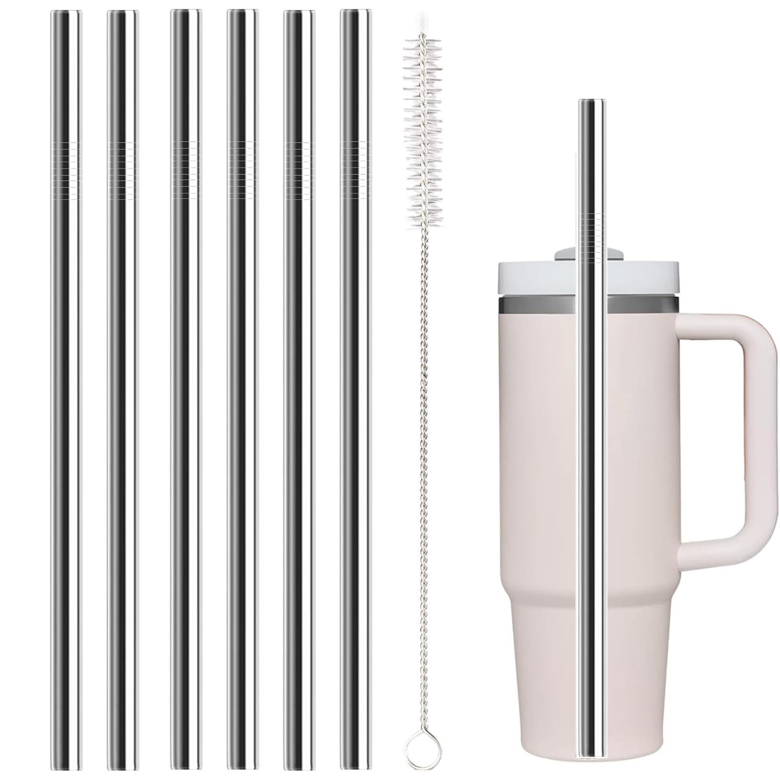 Stainless Steel Straw Replacement for Stanley 40 oz 30 oz,6 PCS Straight Reusable Metal Straws wi... | Amazon (US)