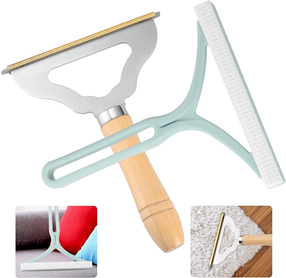 2pcs Manual Portable Fabric Shaver, 1 Metal Carpet Lint Scraper for Furniture Pet Hair Removal (1... | Amazon (US)