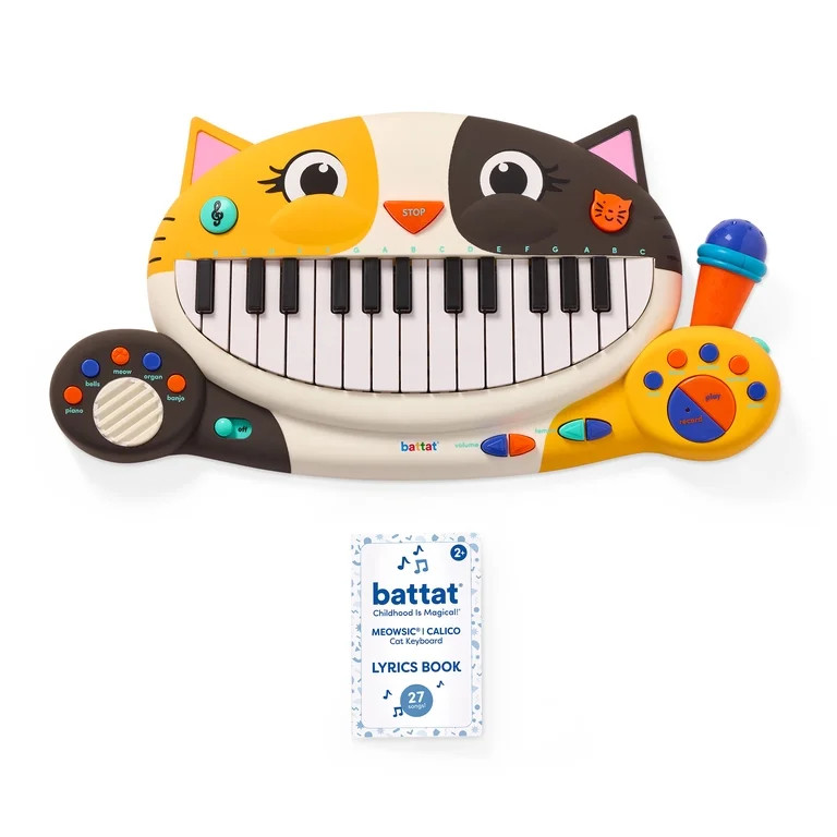 Battat Meowsic Calico Cat Piano Keyboard Animal Instrument Musical Toy for Toddlers 2 Years + | Walmart (US)