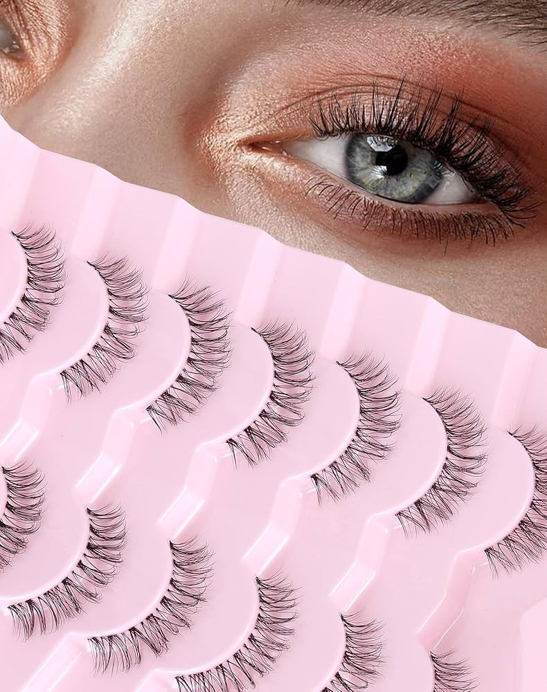 Lashes Natural Everyday Wispy Lashes Natural Look Clear Band Flared Eyelashes False Eye Lashes So... | Amazon (US)