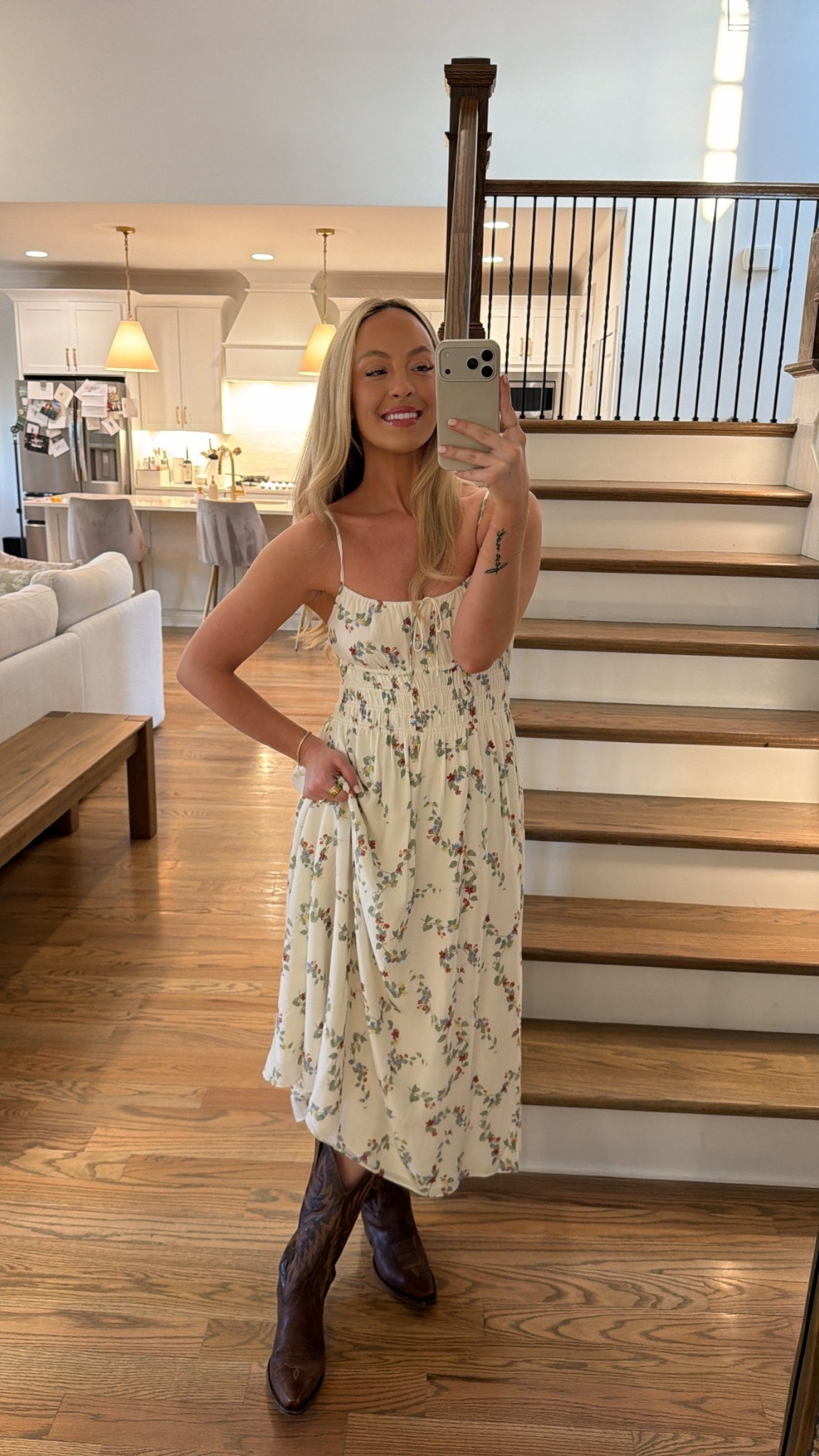 The cutest floral midi for spring and summer!! 🤍💐✨ fits tts!

Floral dress with cowboy boots, Aritzia floral dress, dress with cowboy boots outfit, Tecovas cowboy boots women, brown cowboy boots outfit, western dress outfit, country concert outfit women, cowgirl boots outfit, Nashville outfit ideas, feminine western outfit 

#LTKSpringSale #LTKSeasonal #LTKootd