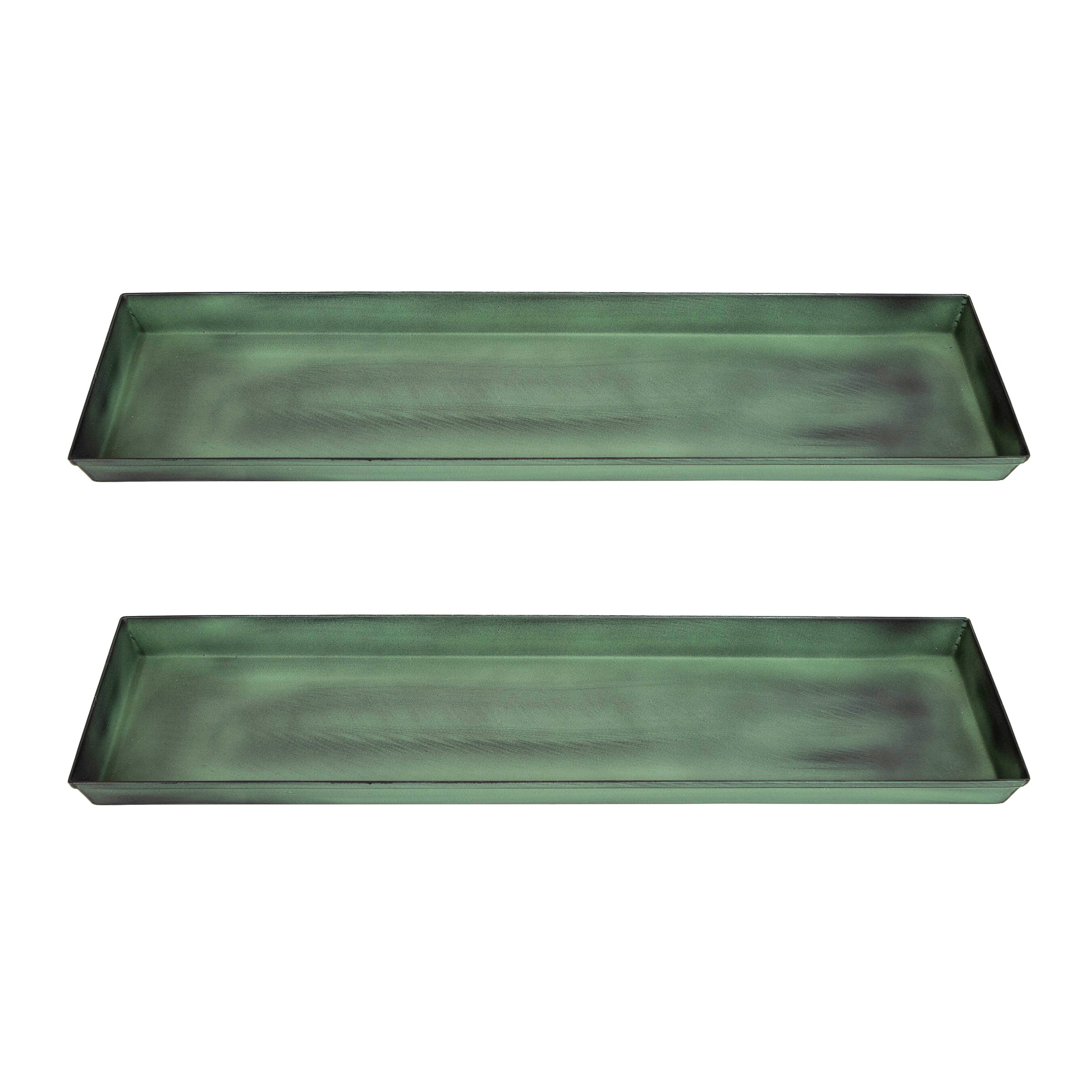 ACHLA Designs 2 -Pack Rectangle 6-in W x 22-in L Green Metal Indoor/Outdoor Window box Large | TR-C-08-2 | Lowe's