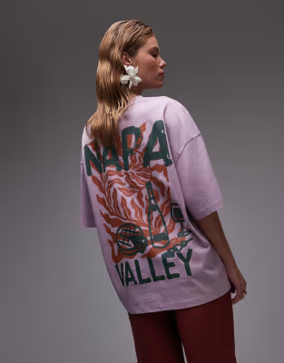 Topshop graphic Napa Valley oversized tee with backprint in pink | ASOS | ASOS (Global)