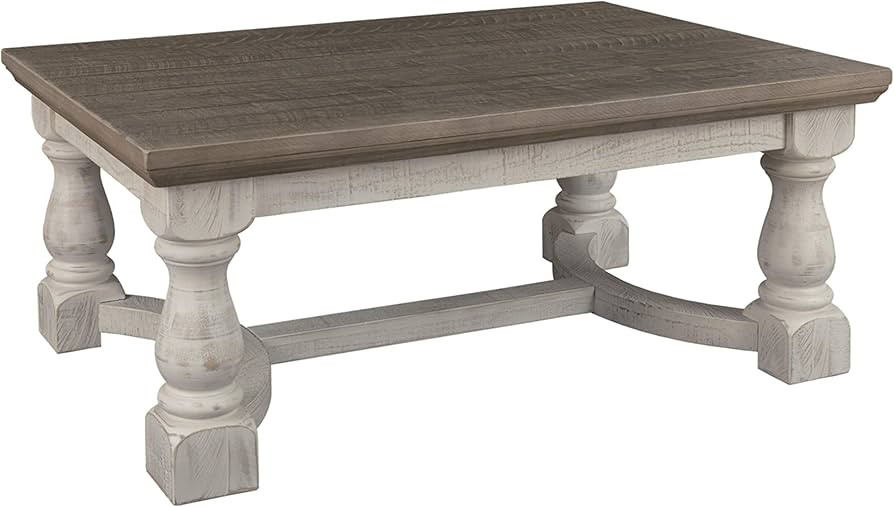 Signature Design by Ashley Havalance Farmhouse Rectangular Coffee Table, Gray & White with Weathe... | Amazon (US)
