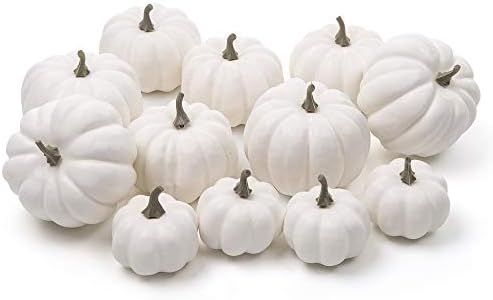 Ogrmar 12 Pack Artificial Assorted Pumpkins, Mini Fake Pumpkins Artificial Vegetables for Hallowe... | Amazon (US)