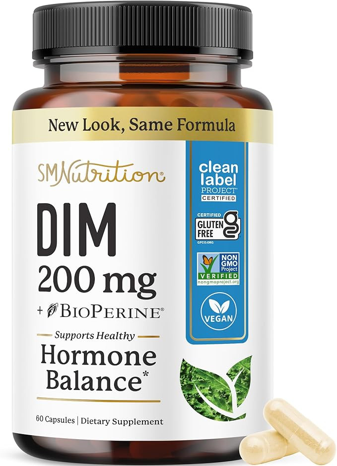 DIM Supplement 200 mg | Estrogen Balance for Women & Men | Hormonal Acne, Hormone Balance, Menopa... | Amazon (US)