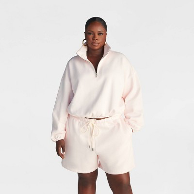 KBB by KAHLANA Women's Pullover 'The Quarter Zip Sweatshirt' - Light Pink 4X | Target