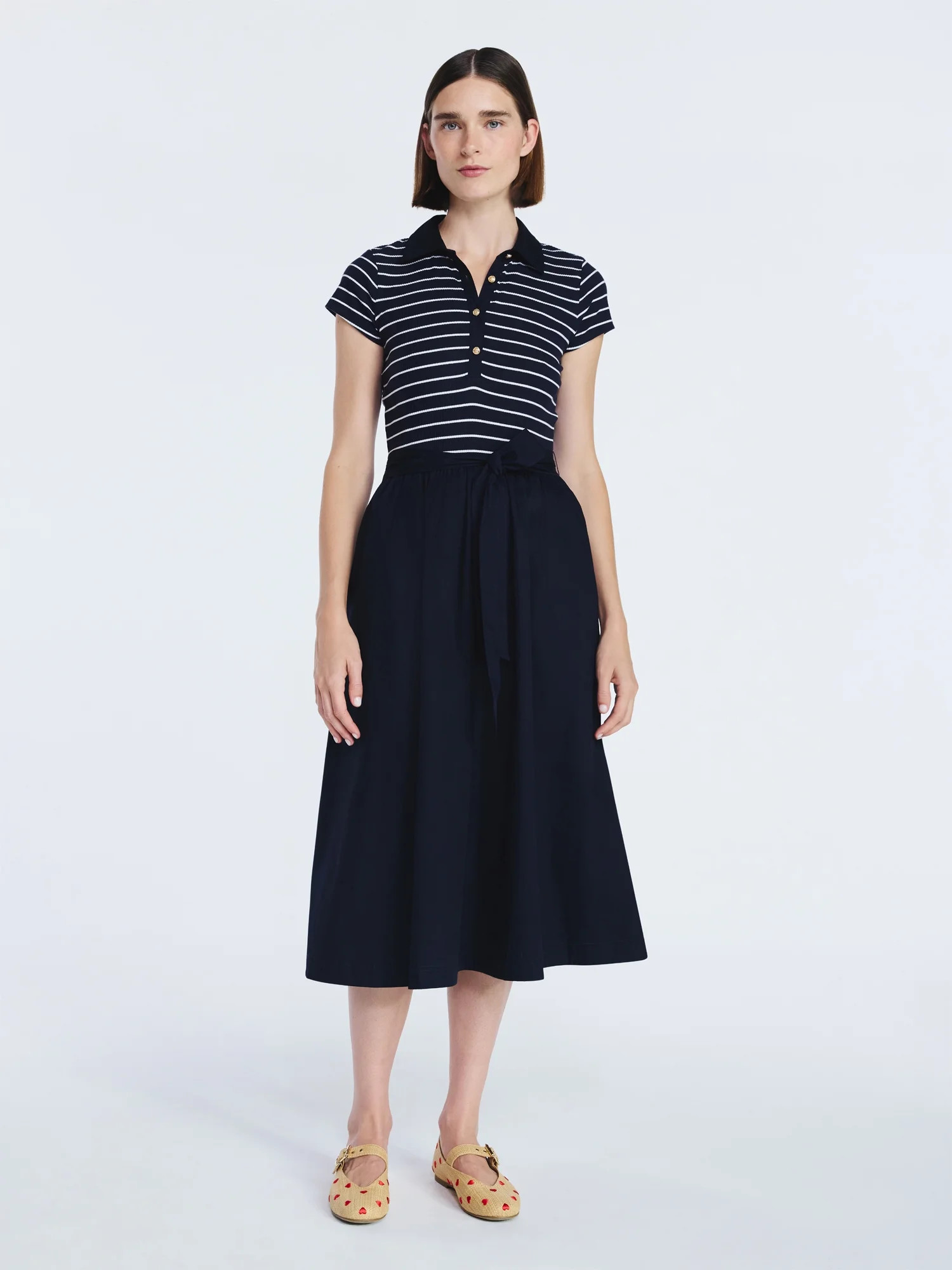 Free Assembly Women's and Women's Plus Belted Mixy Polo Midi Dress with Short Sleeves, Sizes XS-4... | Walmart (US)