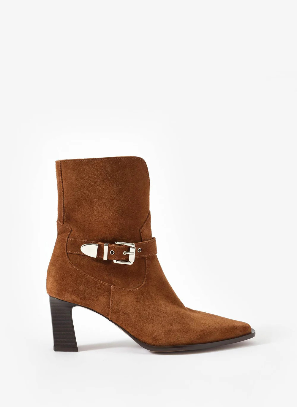 Blair Tan Suede Buckled Ankle Boots | Mint Velvet