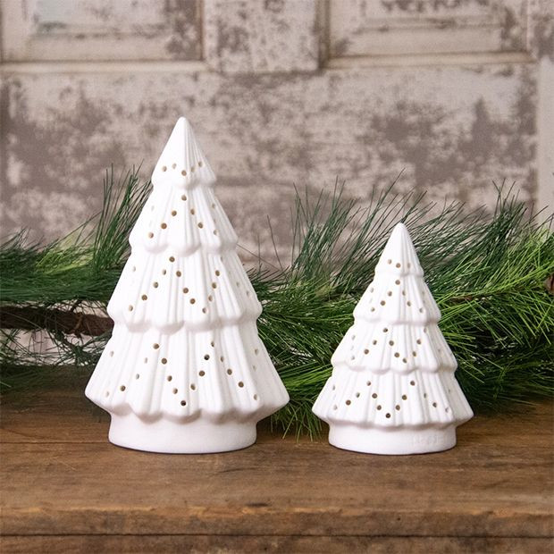 Light Up Stoneware Christmas Tree Set of 2 | Antique Farm House