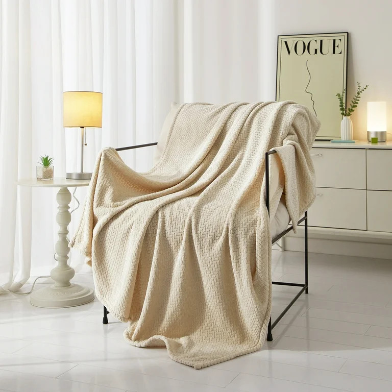 Mainstays 50"x60" Textured Throw, Beige | Walmart (US)