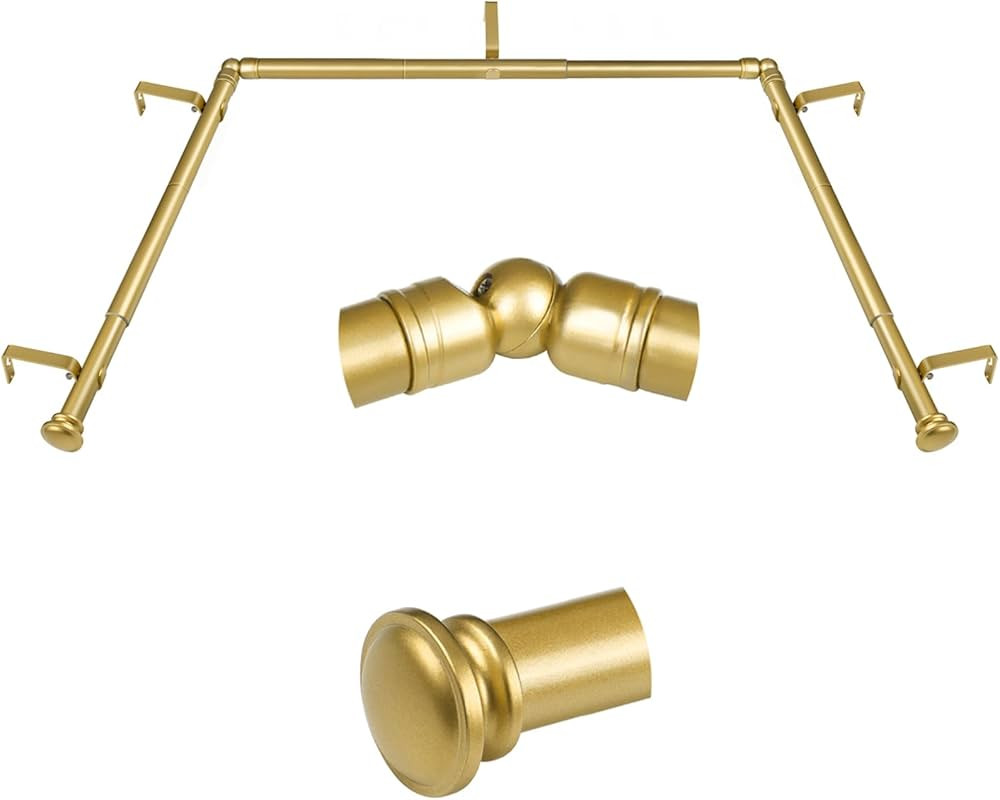 TONIAL Bay Window Curtain Rods, 32-86 Inch Center Rod for window, 20 to 82 Inch Side Rods for win... | Amazon (US)