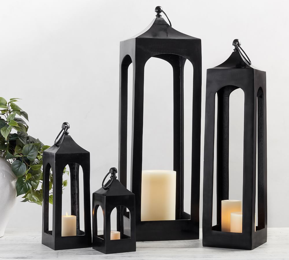 Caleb Handcrafted Metal Indoor/Outdoor Lantern - Black | Pottery Barn (US)