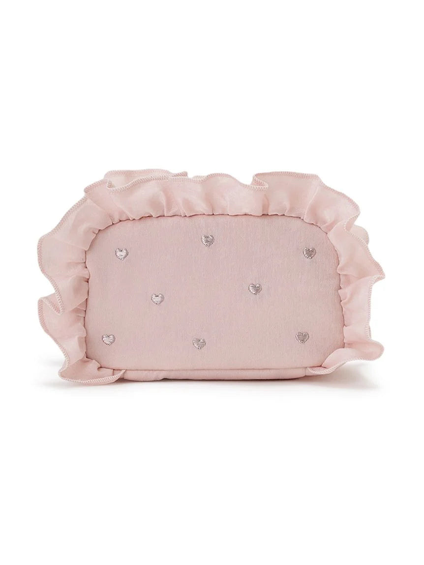 Heart Embroidered Frill Square Pouch | Gelato Pique