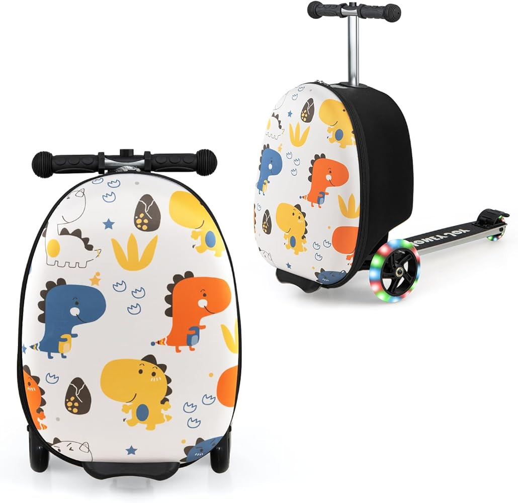 HONEY JOY Kids Scooter Suitcase, 18” Children Carry on Scooter Luggage w/Light-up LED Wheels, W... | Amazon (US)