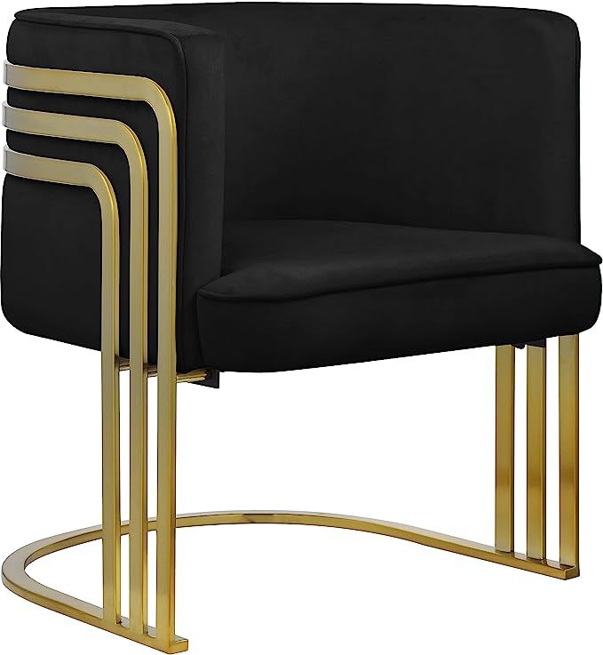 Meridian Furniture Rays Collection Velvet Upholstered Accent Chair with Brushed Gold Metal Finish... | Amazon (US)