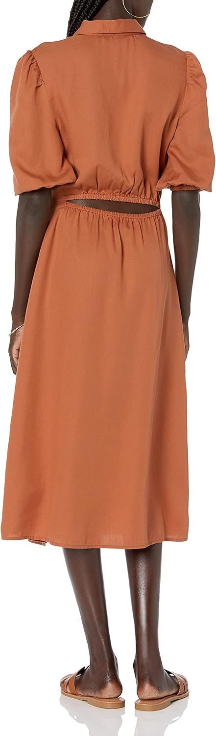 The Drop Women's Ellen Puff-Sleeve Open Back Midi Shirt Dress | Amazon (US)