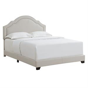 Queen Anne Nailhead Trim Upholstered Full Bed in Gray Fabric | Homesquare