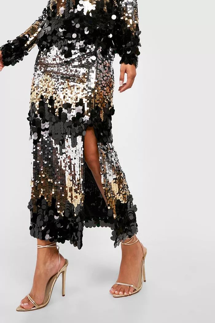 Multi Sequin Split Side Midaxi Skirt | Boohoo.com (UK & IE)