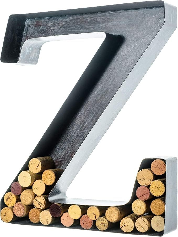 Wine Cork Holder - Metal Monogram Letter (Z), Brushed Metal, Large | Wine Lover Gifts, Housewarmi... | Amazon (US)