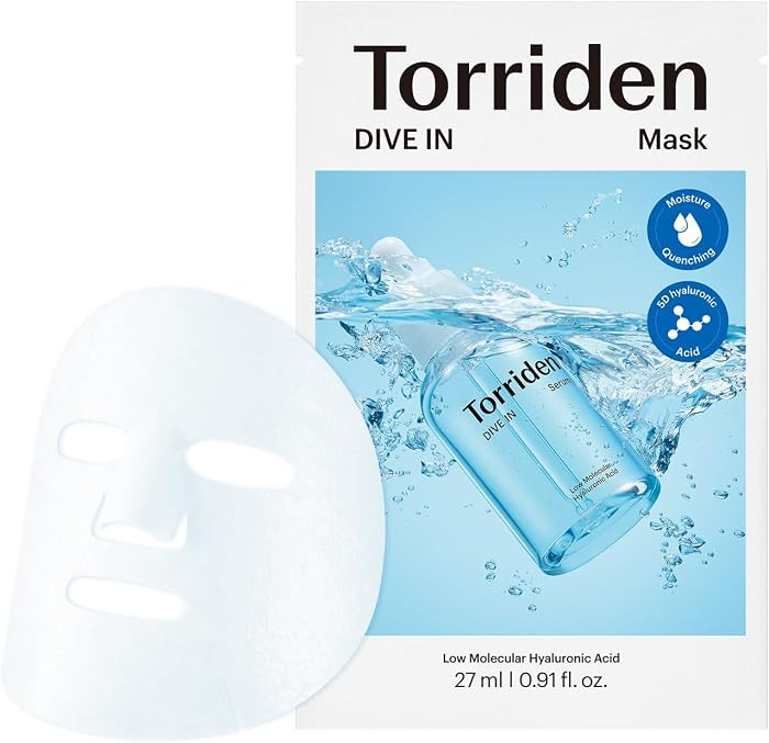 Torriden DIVE IN Hyaluronic Acid Facial Mask (10 sheets) | Deep Hydration Korean Face Sheet Mask ... | Amazon (US)