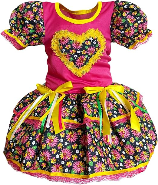 Vestido Festa Junina Caipira São João Quadrilha Infantil Rosa Bebê | Amazon (BR)