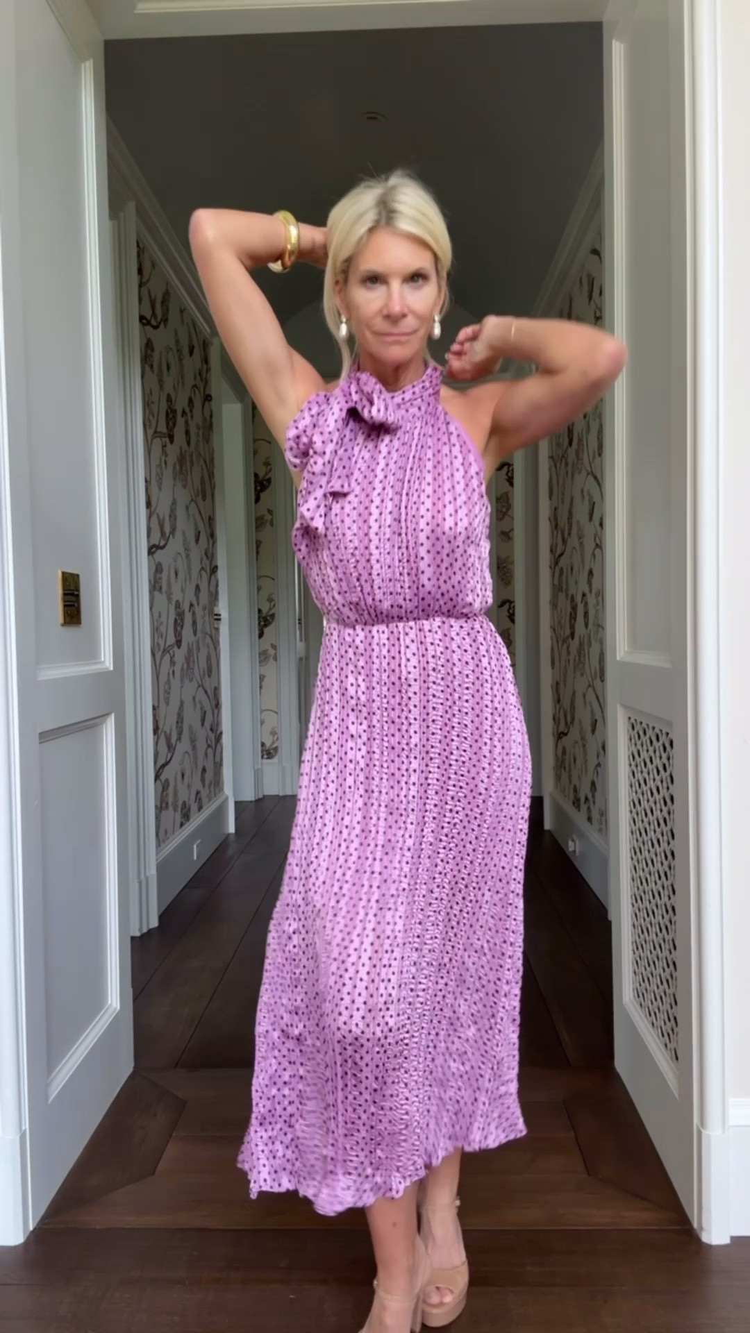Might just be the perfect summer wedding guest dress!!  Love the light lilac / pink either way mini polka dots.  Sexy dress but also wedding guest acceptable ✅

#LTKOver40 #LTKTravel #LTKWedding