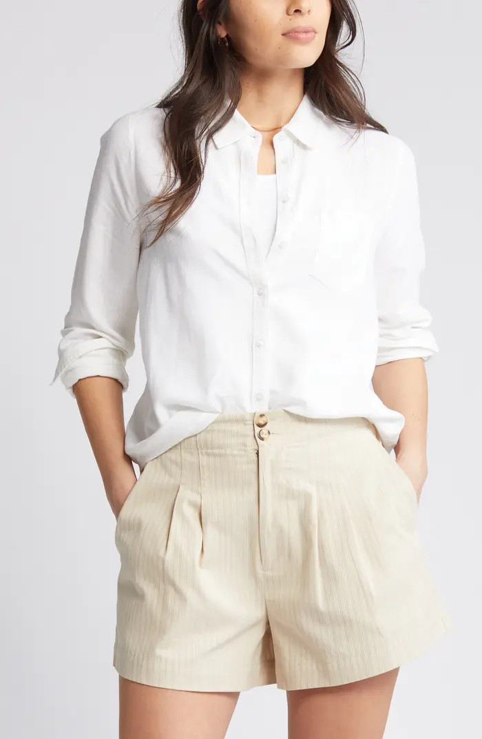 Linen Blend Button-Up Shirt | Nordstrom