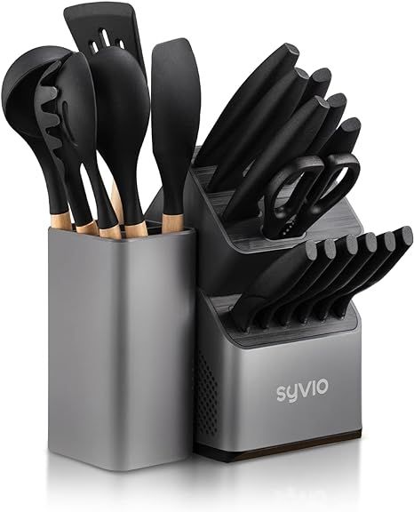 syvio Knife Sets for Kitchen with Block and 6 PCS Kitchen Utensils Set, 2023 New Knives Set for K... | Amazon (US)