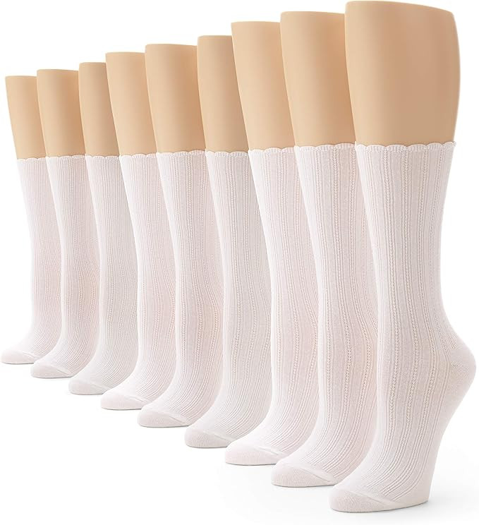 No nonsense Women's Scallop Pointelle Crew Sock | Amazon (US)