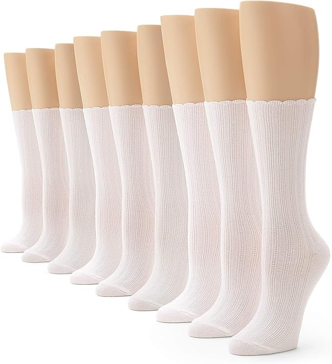No nonsense Women's Scallop Pointelle Crew Sock | Amazon (US)